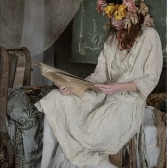 Magnolia Pearl Full Bloom Embroidered Garden Dress. Cotton Silk. Moonlight. NWT. - Picture 7 of 7